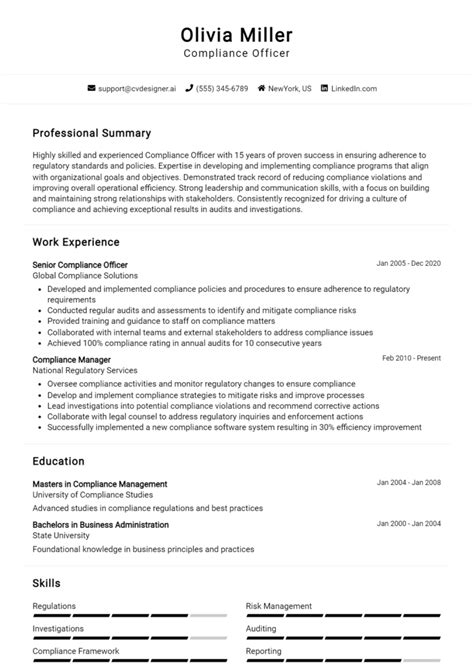 Compliance Officer Resume Examples And Templates For Best Tips