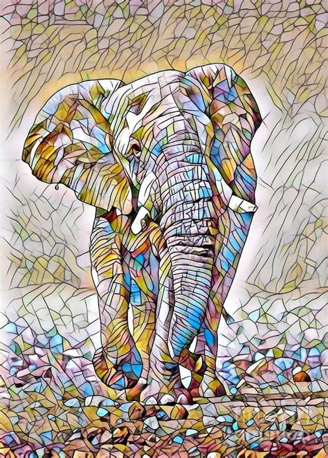 African Bush Elephant Stained Glass Digital Art By Scott D Van Osdol Fine Art America