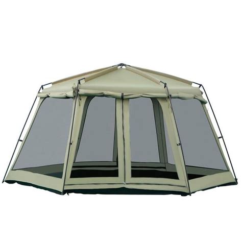 Outsunny Army Green Person Steel Hexagon Camping Tent With