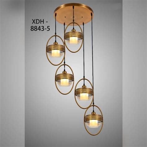 Jual SL8843 5 LAMPU GANTUNG HIAS VOID TANGGA MINIMALIS GOLD PENDANT