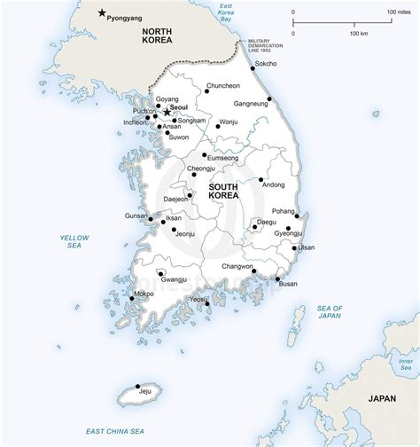 🇰🇷 Vector Map of South Korea political | One Stop Map