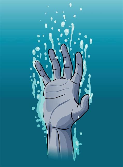 Hand Drowning Illustration With Cool Color Tone 23087873 Vector Art At