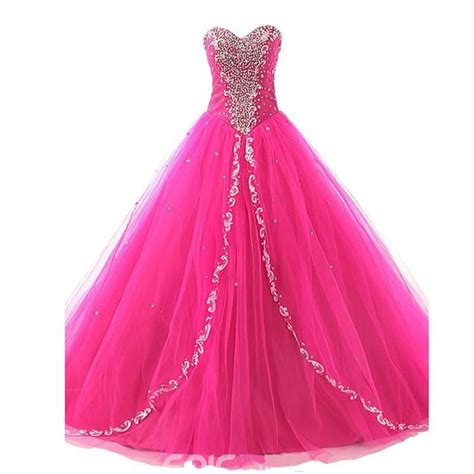 Fuchsia Sweetheart Masquerade Gown Ball Gown Tulle Prom Dresses With