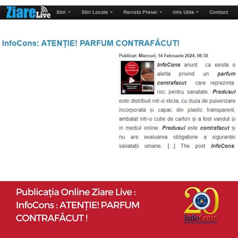 Publicația Online Ziare Live InfoCons ATENȚIE PARFUM CONTRAFĂCUT