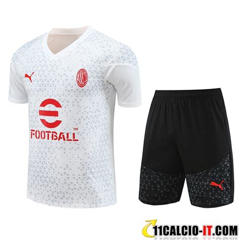 Crea La Tua Kit Maglia Allenamento Pantaloncini Ac Milan Bianco