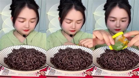 Asmr Mukbang Eating Show Fried Noodle Roasted Meatball And Vegetable