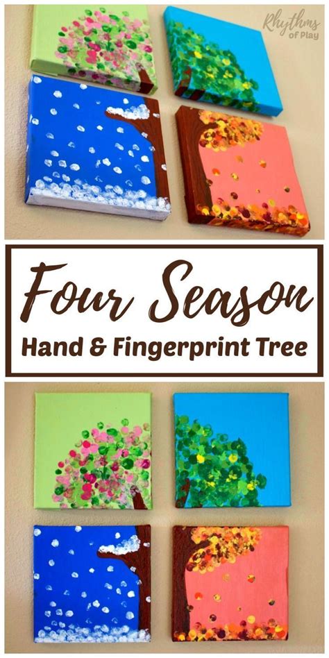 Four Seasons Handprint And Fingerprint Tree Art Keepsake Crafts Fun