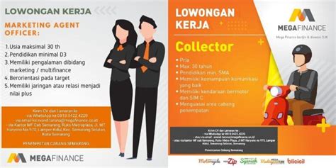 Lowongan Kerja Marketing Agent Officer Collector Di Mega Finance