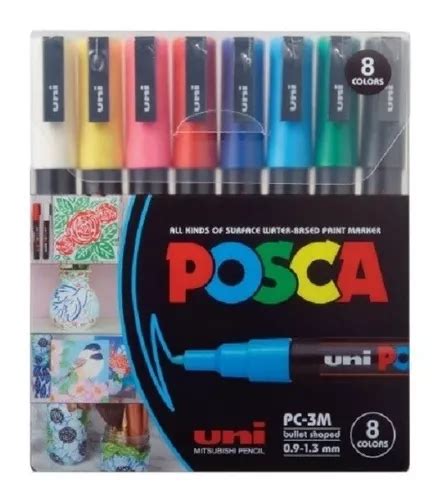 Uni Ball Posca Pc 3m Estuche X 8 Colores Surtidos