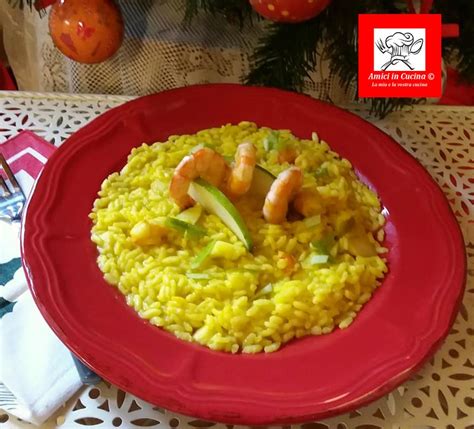 Risotto Con Riso Acquerello Gamberi Mela E Zafferano Amici In Cucina