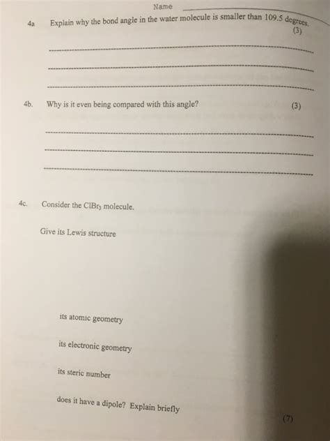 Solved Explain why the bond angle in the water molecule is | Chegg.com