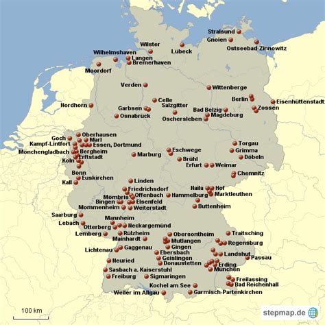 StepMap Standorte in Deutschland Landkarte für Deutschland