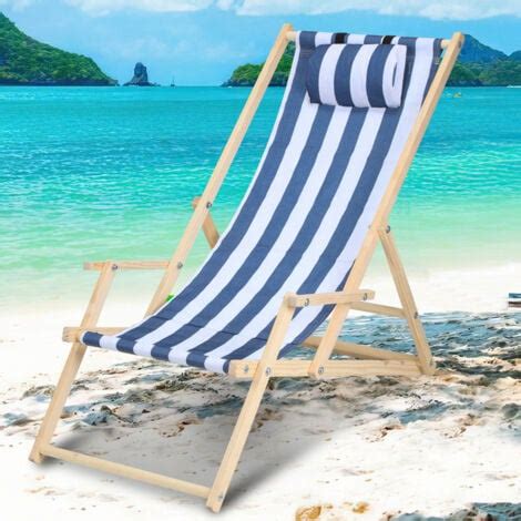 TolleTour Chaise Longue Pliante En Bois Chaise De Plage 3 Positions