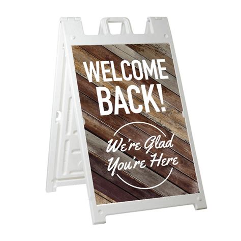 Welcome Back Wood Style Deluxe A Frame Sandwich Board Street Signs