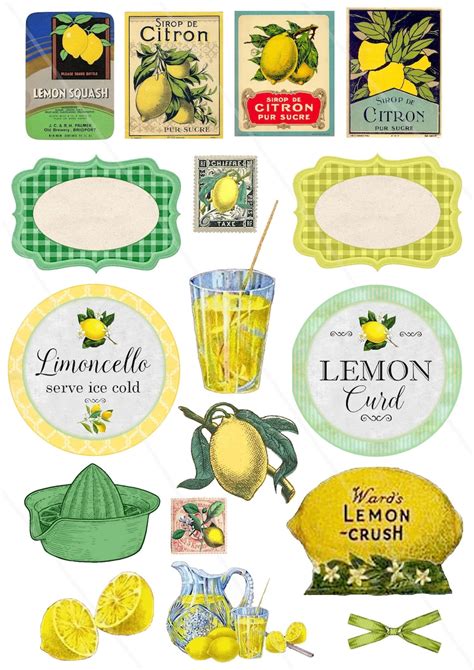 Vintage Lemon Ephemera Lemon Cliparts Png Junk Journal Lemon Etsy M Xico