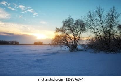 Beautiful Winter Landscape Frozen Lake Trees Stock Photo 1259596894 ...