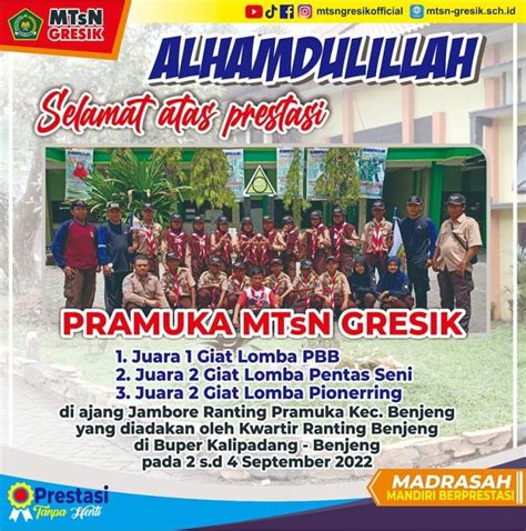 Jamran 2022 Regu Pramuka Penggalang Pangkalan MTs Negeri Gresik Raih