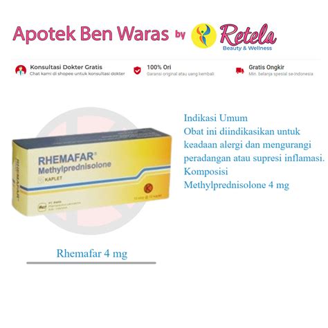 Jual Rhemafar 4 Mg Box 100 Kaplet Methylprednisolone Radang