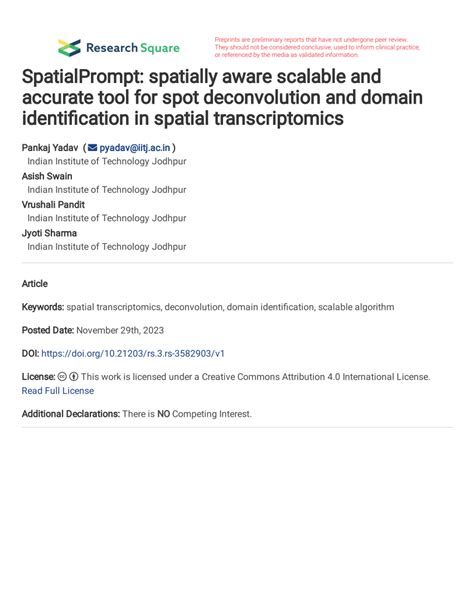 Pdf Spatialprompt Spatially Aware Scalable And Accurate Tool For