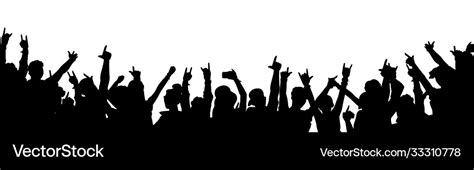 Rock music concert crowd silhouette isolated Vector Image