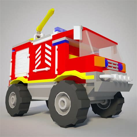 Camión de bomberos de dibujos animados Modelo 3D 10 c4d fbx max