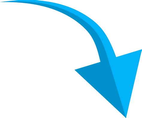 Hand Drawn Blue Curved Arrow Shape In Doodle Style Png