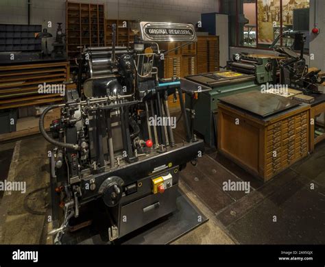 Historical Original Heidelberg Printing Machine From 1950 Museum