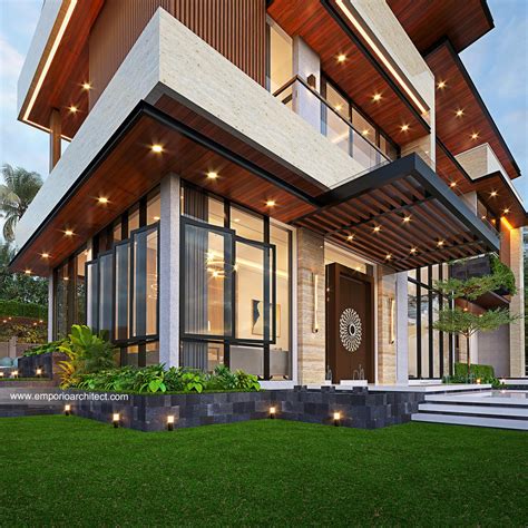 Desain Tampak Detail Hook Rumah Modern Lantai Bapak Bbg Di Bsd