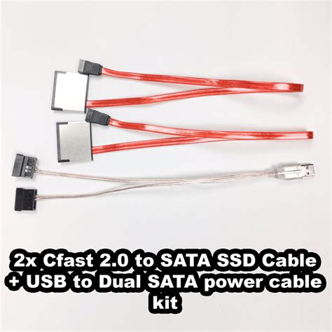 2x Cfast To Sata Ssd Cable And Usb To Dual Sata Power Cable Kit