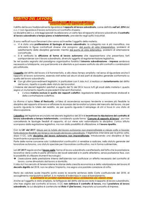 Diritto Del Lavoro 2 Riassunto Libro DIRITTO DEL LAVORO CAPITOLO