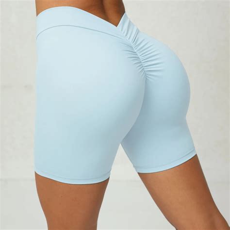 Sexy V Back Yoga Shorts For Women Workout Sport Nylon Gym Short 5 Inch Inseam Fitness Biker Gym