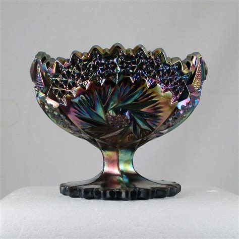 Fenton Amethyst Pinwheel Carnival Glass Large Compote Carnival Glass