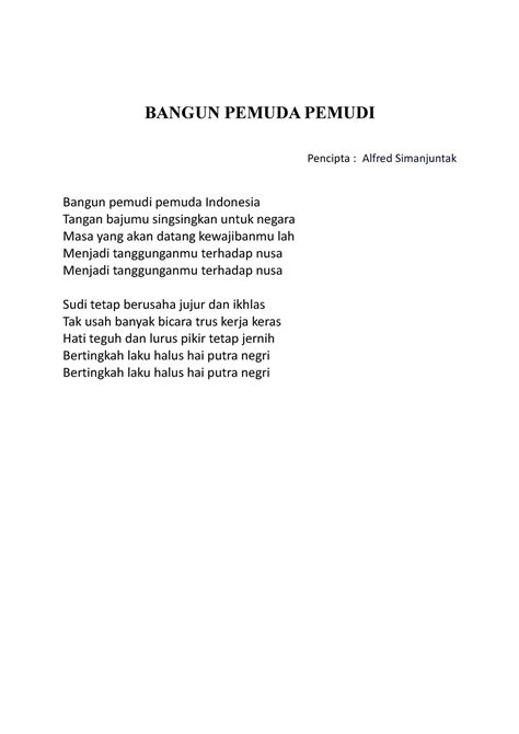 Lagu Lagu Bangun Pemuda Pemudi Pencipta Alfred Simanjuntak Bangun