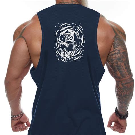 Plus Size Mens Casual Style Horror Skull Graphic Print Sleeveless Tank