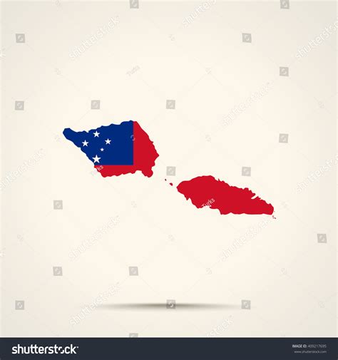 Map of Samoa in Samoa flag colors - Royalty Free Stock Vector 409217695 ...