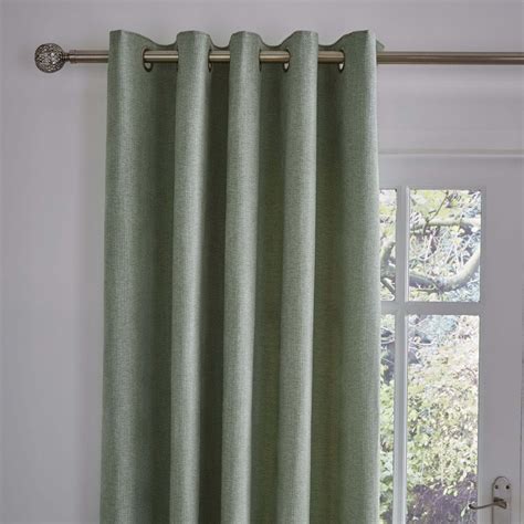 Wynter Sage Thermal Eyelet Curtains Green by Dunelm | ufurnish.com