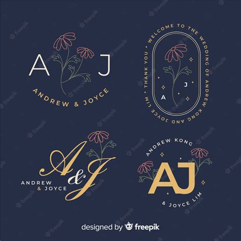 Colección De Plantillas De Logotipo Monograma De Boda Vector Premium