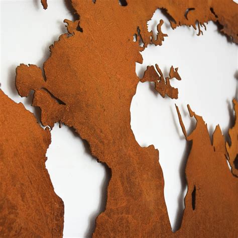 Metal world map – corten steel