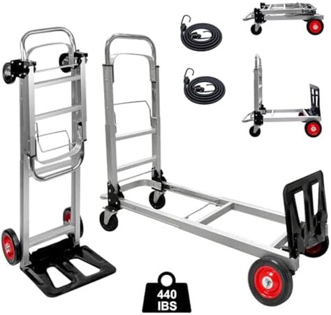 Aluminum Folding Hand Truck 440 Lbs Heavy Duty 2 In 1 Convertible Hand