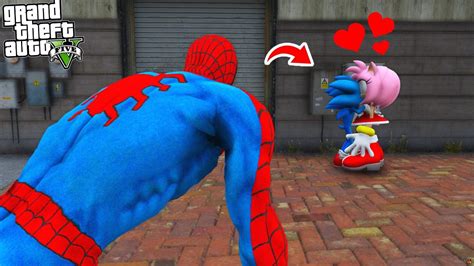 HOMEM ARANHA Viu AMYROSE BEIJANDO SONIC No GTA 5 YouTube