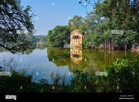 Padma Talao Lake With Ruins Of Fort Tropical Green And Trees Of