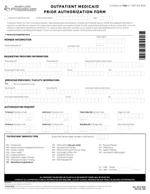 Fillable Online Medicaid Outpatient Prior Authorization Fax Form Fax