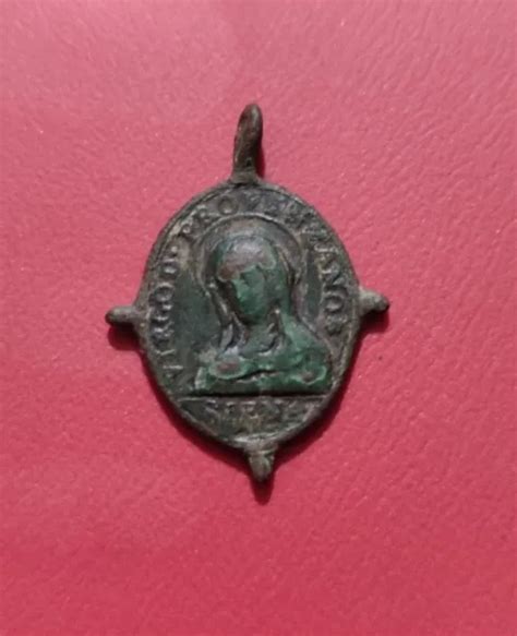 Medaglia Antica Votiva Devozionale Del Bronzo Madonna Siena Eur