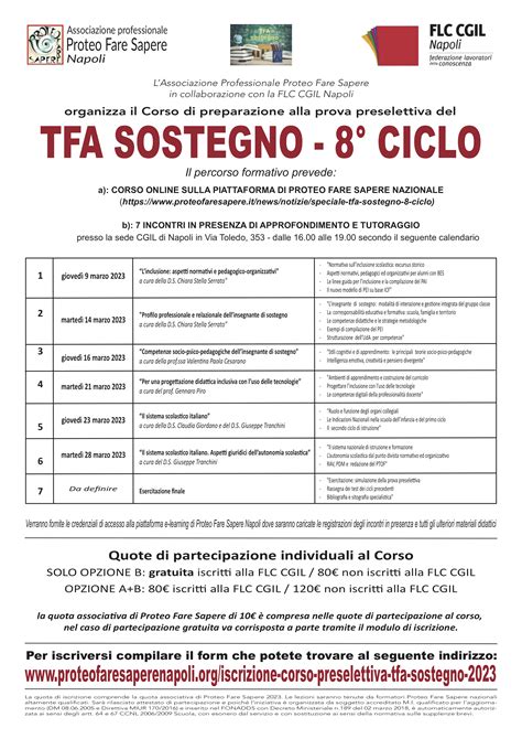 Corso Di Preparazione Tfa Sostegno Viii Ciclo Proteo Fare Sapere