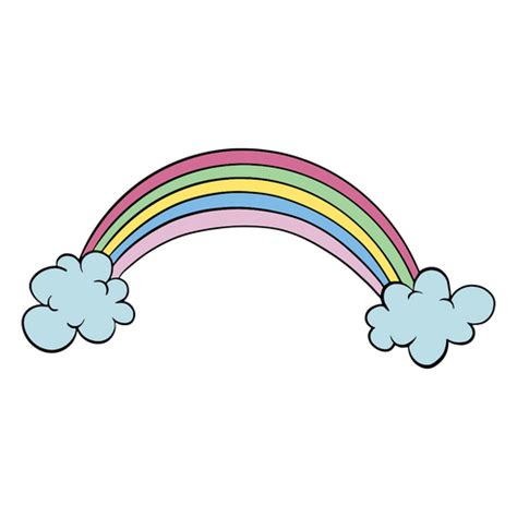 Diseño Png Y Svg De Doodle Arcoiris Con Nubes Para Camisetas