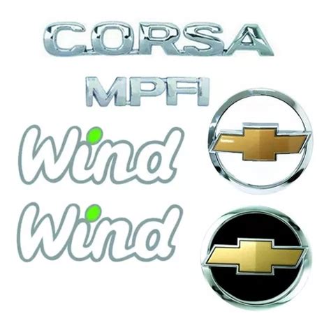 Kit Emblemas Corsa Mpfi Adesivo Wind Grade Mala Gm