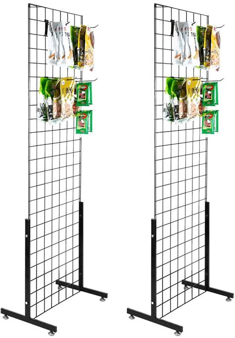 Bonnlo 6 X 2 Wire Grid Panel Tower With T Base Floorstanding Wire Grid Wall Display Rack With