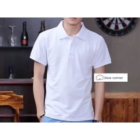 Blue Corner Mens Polo Shirt Plain White Comfort Wear With Collar Shopee Philippines