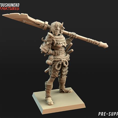 3D Printable Japanese Female Oni Ronin By Kyoushuneko Miniatures