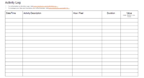 Daily Work Log Excel Template